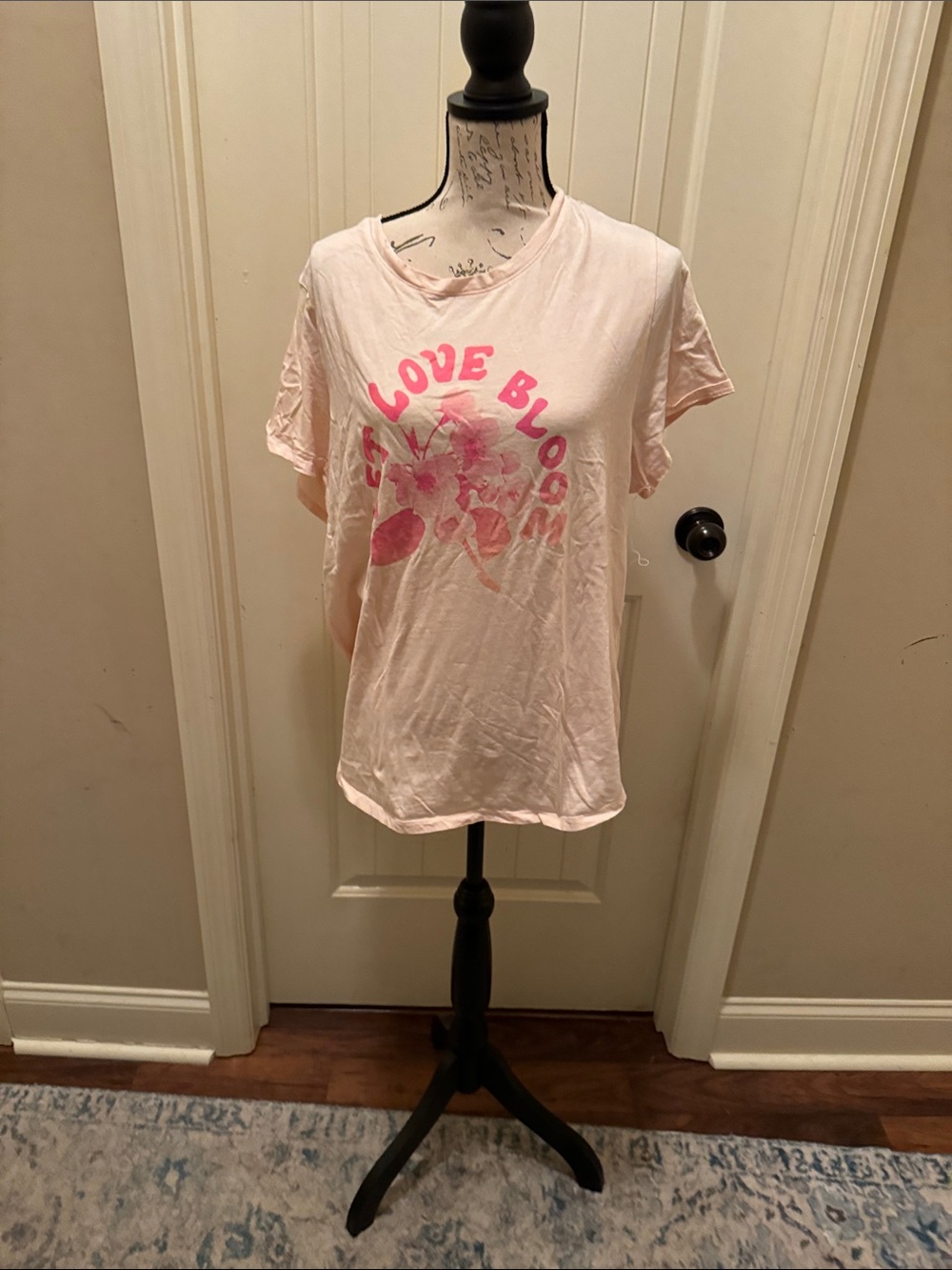 Old Navy Light Pink Graphic Short Sleeve Tee - Pink Floral 'Love Bloom'